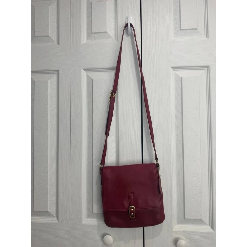 Coach Legacy 9592 Flap Crossbody Bag Women's Red Leather Messenger Handbag